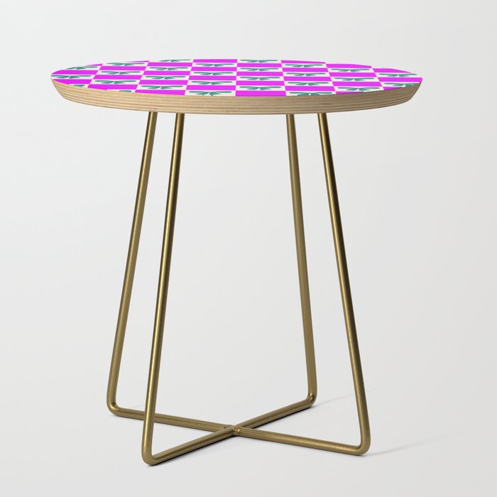 Elegant Vibrant Checkerboard Pattern - Perfect for Winter and Holiday Themes Side Table Gallery Image 1