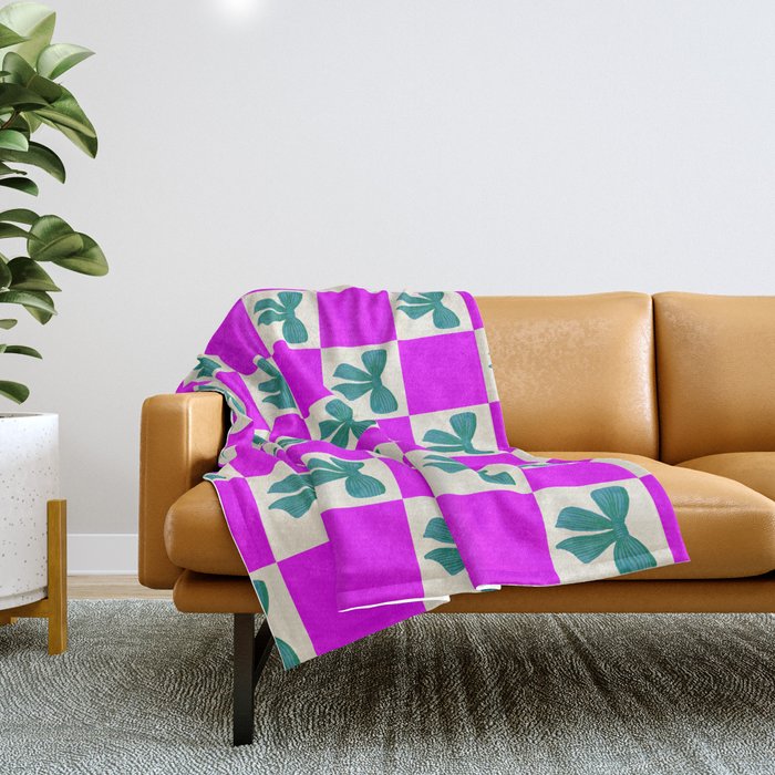 Elegant Vibrant Checkerboard Pattern - Perfect for Winter and Holiday Themes Throw Blanket Gallery Image 1