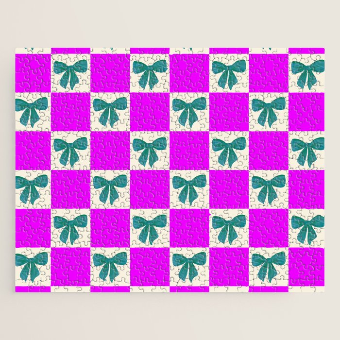 Elegant Vibrant Checkerboard Pattern - Perfect for Winter and Holiday Themes Jigsaw Puzzle Gallery Image 1