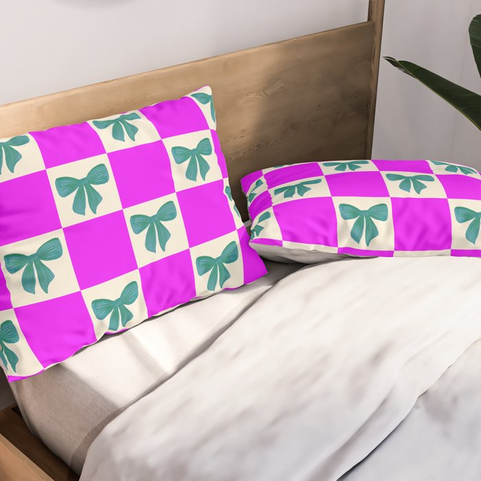 Elegant Vibrant Checkerboard Pattern - Perfect for Winter and Holiday Themes Pillow Sham Gallery Image 2