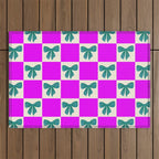 Elegant Vibrant Checkerboard Pattern - Perfect for Winter and Holiday Themes Outdoor Rug Gallery Image 1