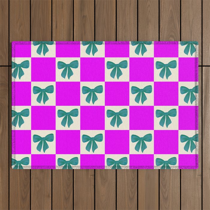 Elegant Vibrant Checkerboard Pattern - Perfect for Winter and Holiday Themes Outdoor Rug Gallery Image 1