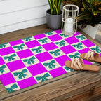 Elegant Vibrant Checkerboard Pattern - Perfect for Winter and Holiday Themes Outdoor Rug Gallery Image 2