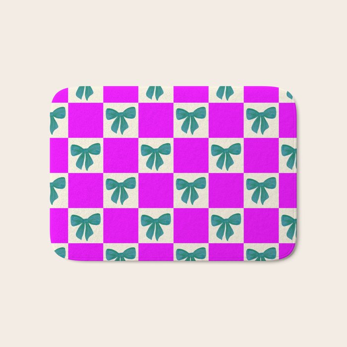 Elegant Vibrant Checkerboard Pattern - Perfect for Winter and Holiday Themes Bath Mat Gallery Image 1