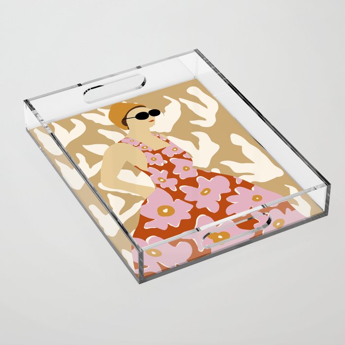Floral fashion women style  Acrylic Tray Gallery Image 1