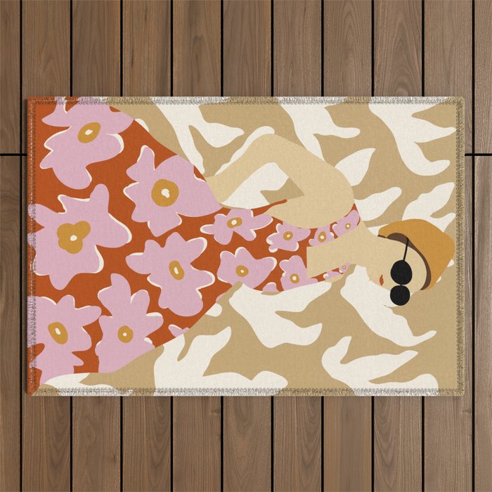 Floral fashion women style  Outdoor Rug Gallery Image 1
