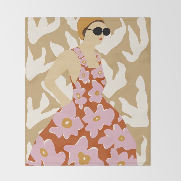 Floral fashion women style  Throw Blanket Gallery Image 2