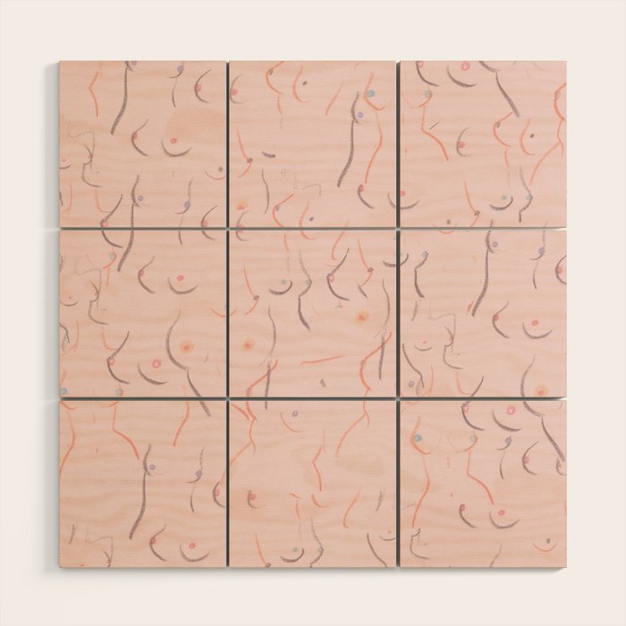 Breasts in Millennial Pink Wood Wall Art Gallery Image 1