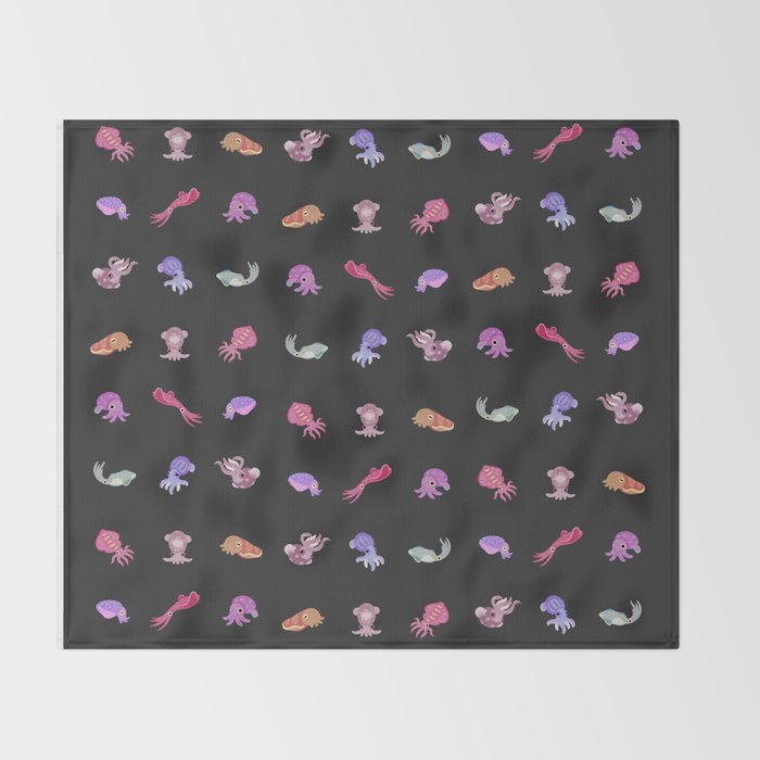 Squids - black Throw Blanket Gallery Image 2