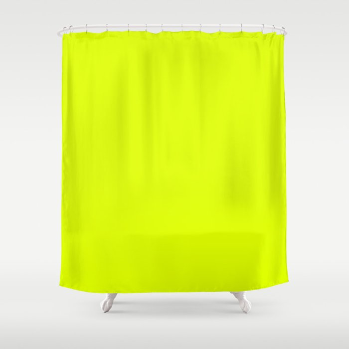 Bright Chartreuse Yellow Solid Color Shower Curtain Gallery Image 1