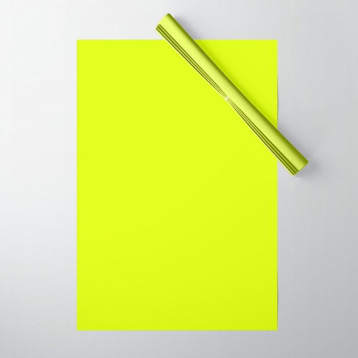 Bright Chartreuse Yellow Solid Color Wrapping Paper Gallery Image 1