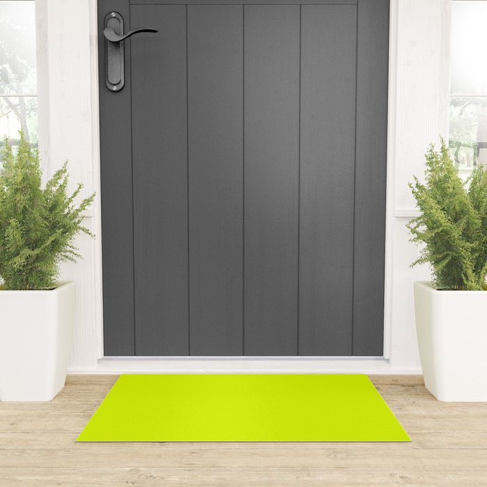 Bright Chartreuse Yellow Solid Color Welcome Mat Gallery Image 3