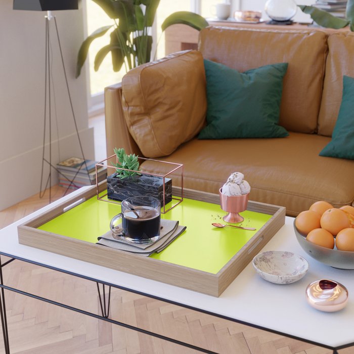 Bright Chartreuse Yellow Solid Color Serving Tray Gallery Image 2