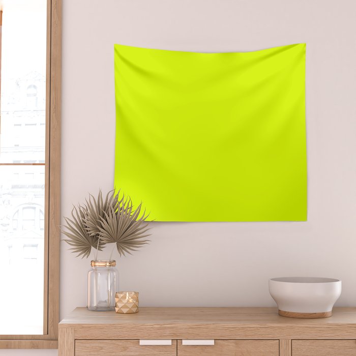 Bright Chartreuse Yellow Solid Color Wall Tapestry Gallery Image 2