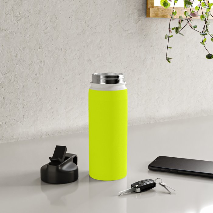 Bright Chartreuse Yellow Solid Color Water Bottle Gallery Image 4