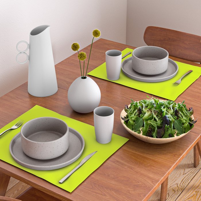 Bright Chartreuse Yellow Solid Color Placemat Gallery Image 2