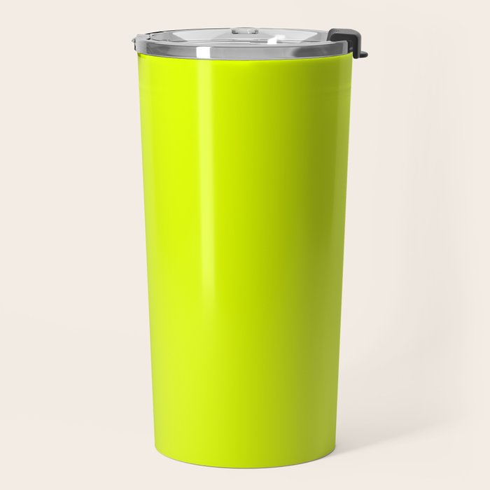 Bright Chartreuse Yellow Solid Color Travel Mug Gallery Image 2