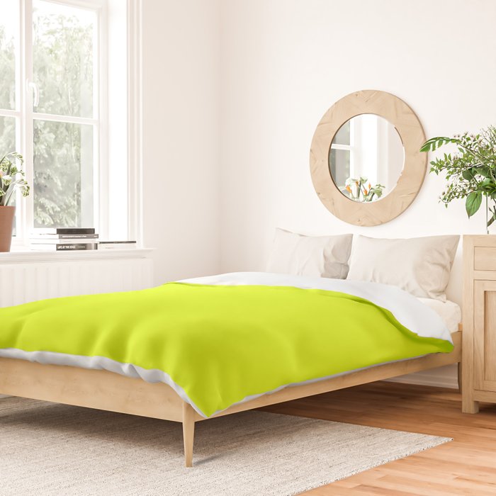 Bright Chartreuse Yellow Solid Color Duvet Cover Gallery Image 2