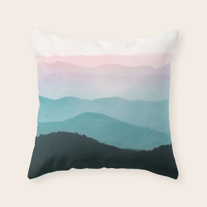 Smoky Mountain National Park Sunset Layers III - Nature Photography Throw Pillow Gallery Image 6