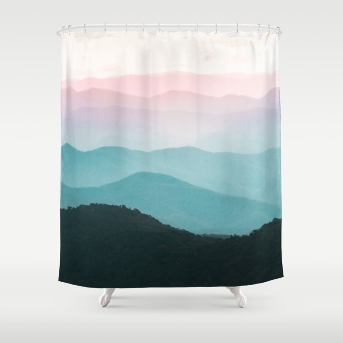 Smoky Mountain National Park Sunset Layers III - Nature Photography Shower Curtain Gallery Image 1