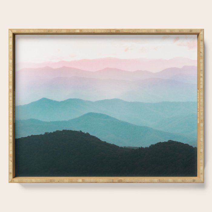 Smoky Mountain National Park Sunset Layers III - Nature Photography Serving Tray Gallery Image 1