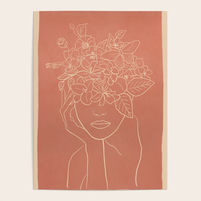 WOMAN WITH FLOWERS 7 Line Art 2 Poster Gallery Image 4