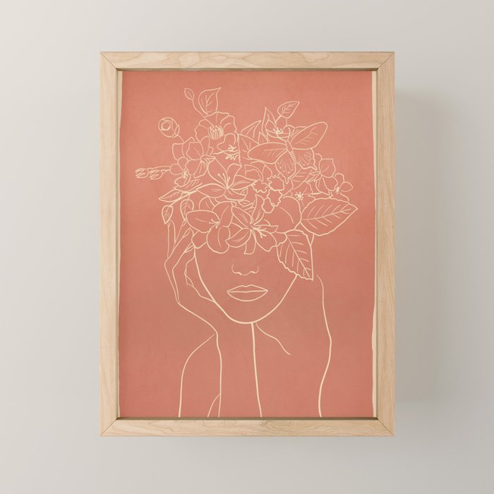 WOMAN WITH FLOWERS 7 Line Art 2 Mini Art Print Gallery Image 1