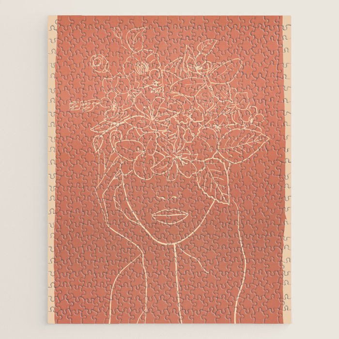 WOMAN WITH FLOWERS 7 Line Art 2 Jigsaw Puzzle Gallery Image 1