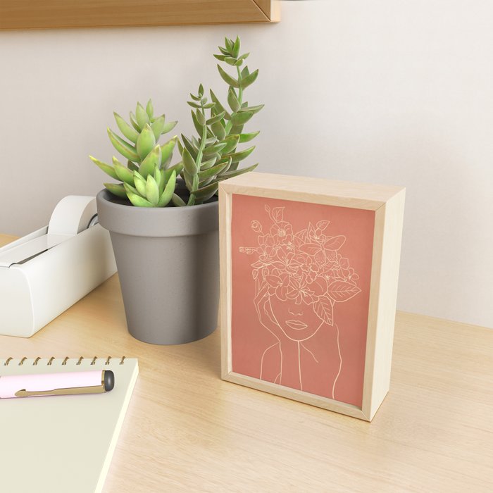 WOMAN WITH FLOWERS 7 Line Art 2 Mini Art Print Gallery Image 2