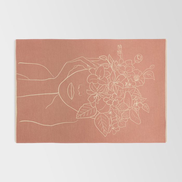 WOMAN WITH FLOWERS 7 Line Art 2 Rug Gallery Image 2