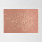 WOMAN WITH FLOWERS 7 Line Art 2 Rug Gallery Image 2