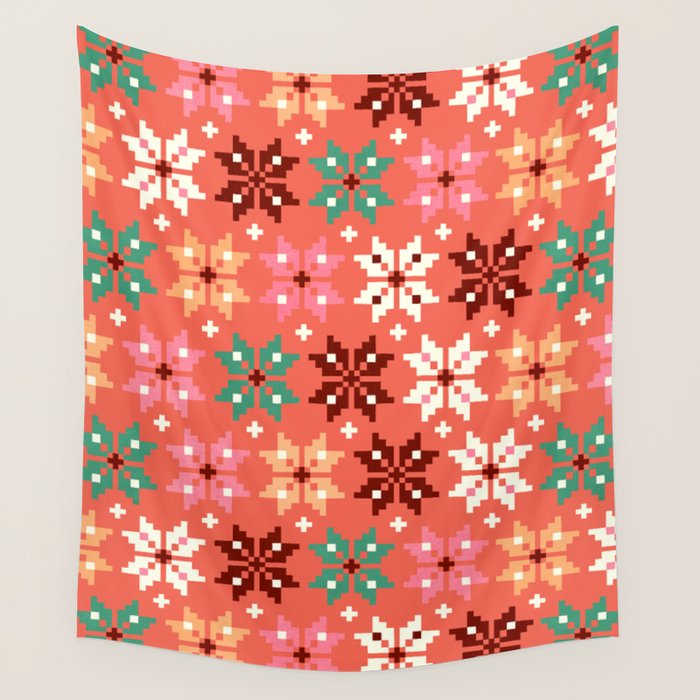 Winter Quilt Pattern no2 Wall Tapestry Gallery Image 4