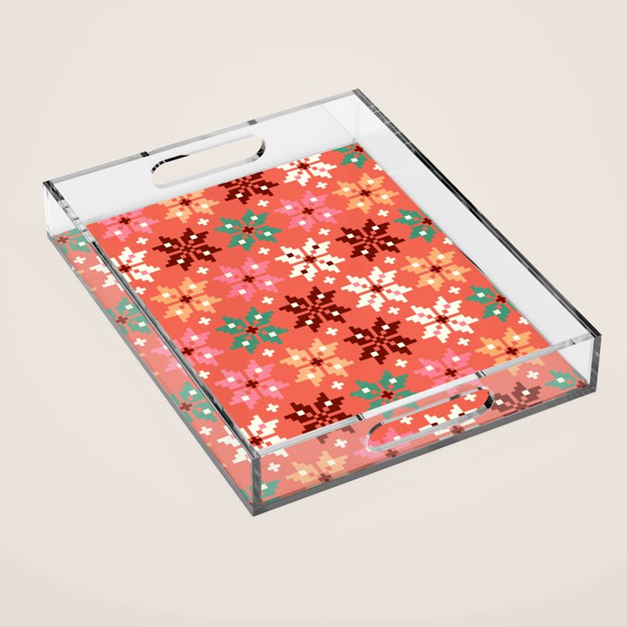 Winter Quilt Pattern no2 Acrylic Tray Gallery Image 1