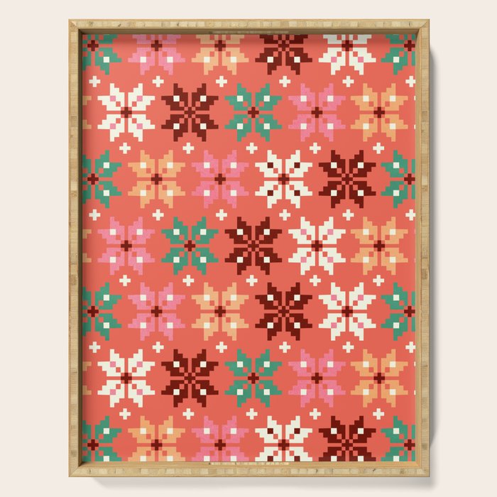 Winter Quilt Pattern no2 Serving Tray Gallery Image 1