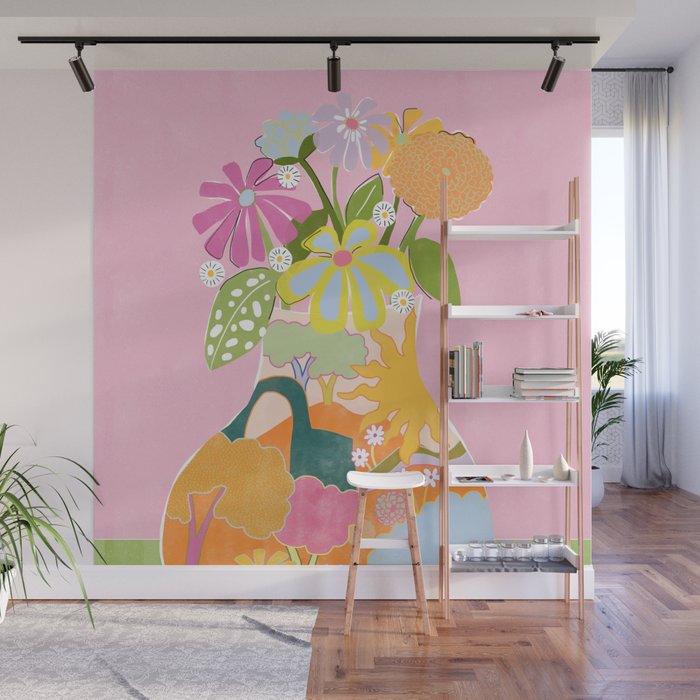 Colourful Garden Wall Mural Gallery Image 1
