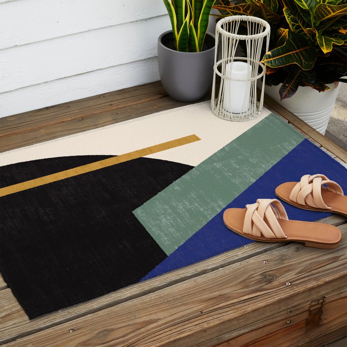 Geometric Compo 1 Filet - blue Outdoor Rug Gallery Image 2