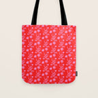 Floral Botanical Contemporary Wild Daisies Pink and Red Pattern Tote Bag Gallery Image 1