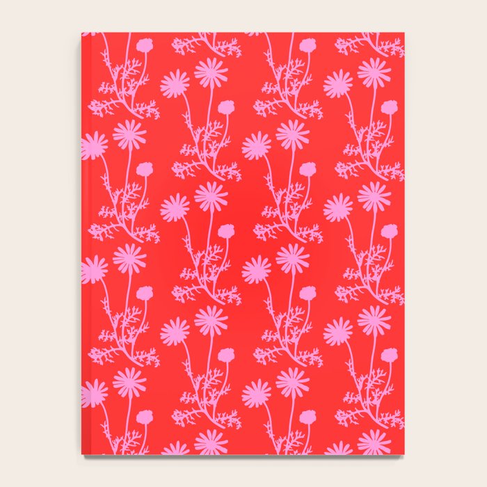 Floral Botanical Contemporary Wild Daisies Pink and Red Pattern Notebook Gallery Image 4