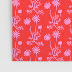 Floral Botanical Contemporary Wild Daisies Pink and Red Pattern Poster Gallery Image 3