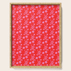 Floral Botanical Contemporary Wild Daisies Pink and Red Pattern Serving Tray Gallery Image 1