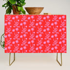 Floral Botanical Contemporary Wild Daisies Pink and Red Pattern Credenza Gallery Image 1