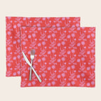 Floral Botanical Contemporary Wild Daisies Pink and Red Pattern Placemat Gallery Image 1