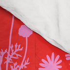 Floral Botanical Contemporary Wild Daisies Pink and Red Pattern Comforter Gallery Image 4