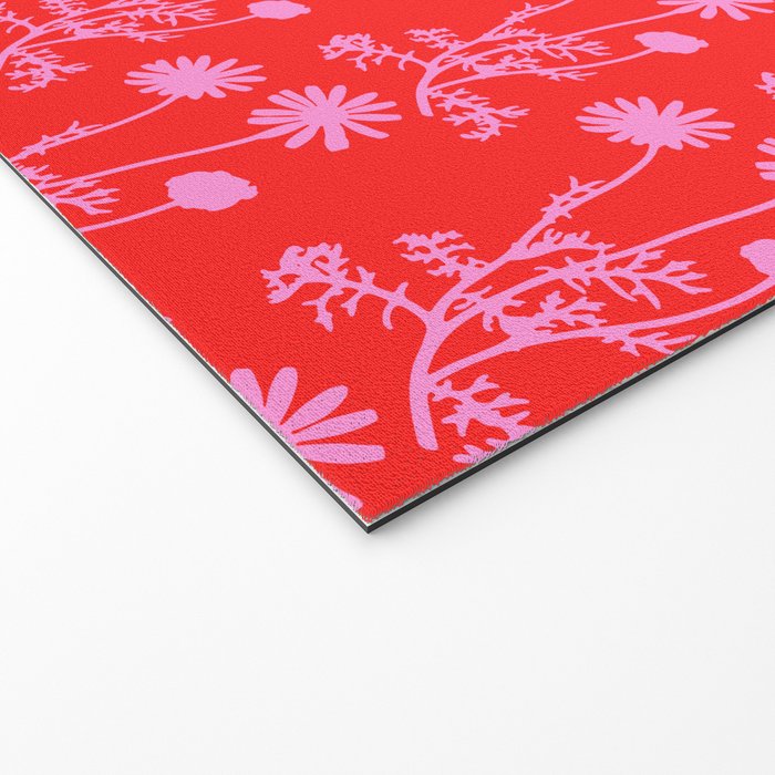 Floral Botanical Contemporary Wild Daisies Pink and Red Pattern Welcome Mat Gallery Image 2