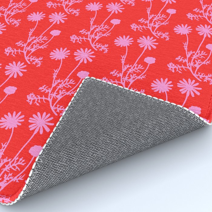 Floral Botanical Contemporary Wild Daisies Pink and Red Pattern Rug Gallery Image 4