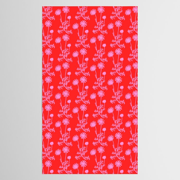 Floral Botanical Contemporary Wild Daisies Pink and Red Pattern Tablecloth Gallery Image 2