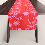 Floral Botanical Contemporary Wild Daisies Pink and Red Pattern Table Runner Gallery Image 1
