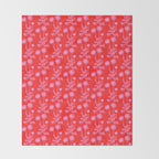 Floral Botanical Contemporary Wild Daisies Pink and Red Pattern Throw Blanket Gallery Image 2