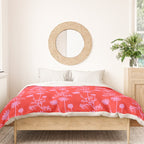 Floral Botanical Contemporary Wild Daisies Pink and Red Pattern Duvet Cover Gallery Image 3