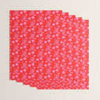 Floral Botanical Contemporary Wild Daisies Pink and Red Pattern Wrapping Paper Gallery Image 3